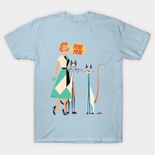 Retro Lady And Smelly Cats With Poop T-Shirt